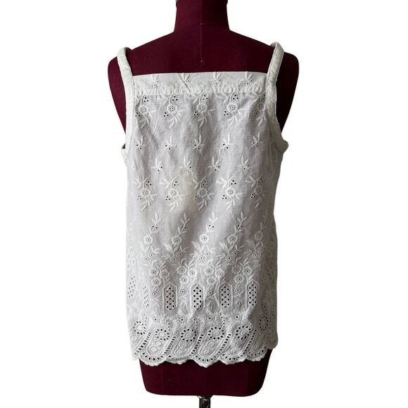 Sundance Tank Top Eyelet Boho Cotton White Medium - Picture 3 of 7